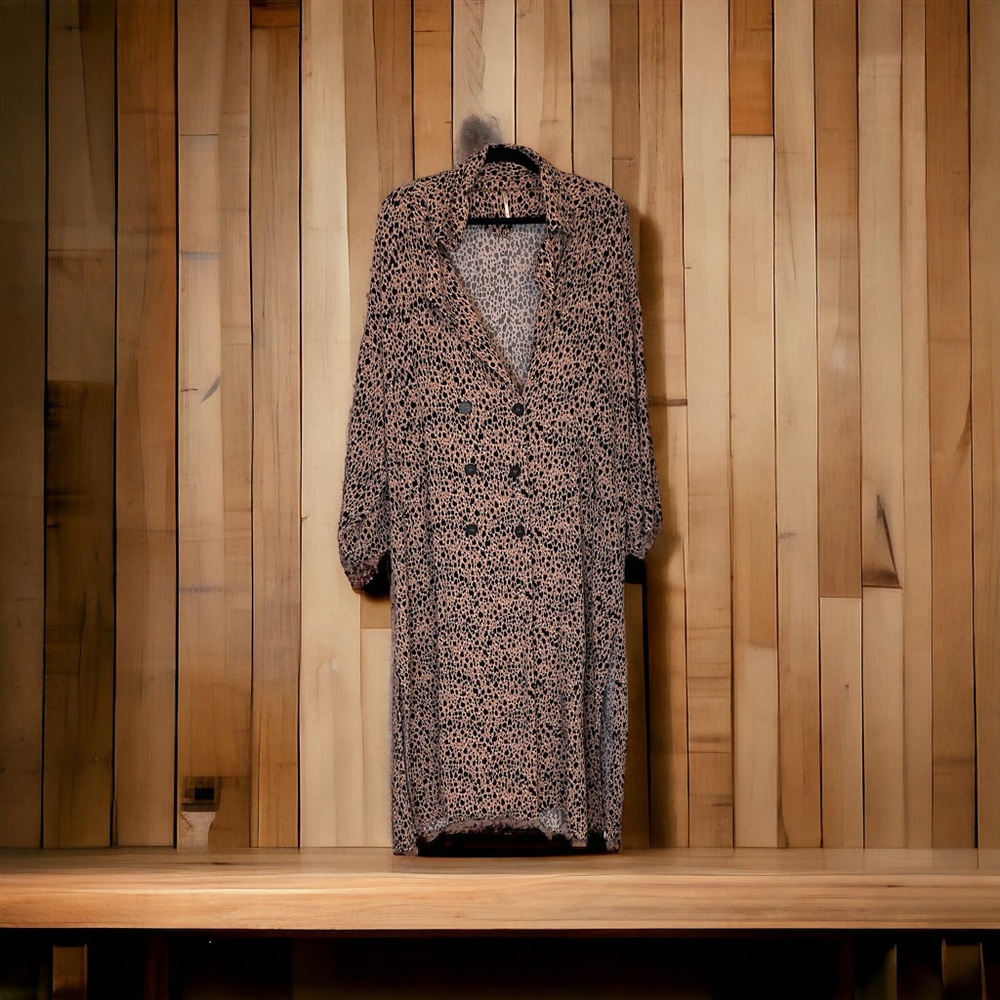 Free People Long Sleeve Leopard Print Dress